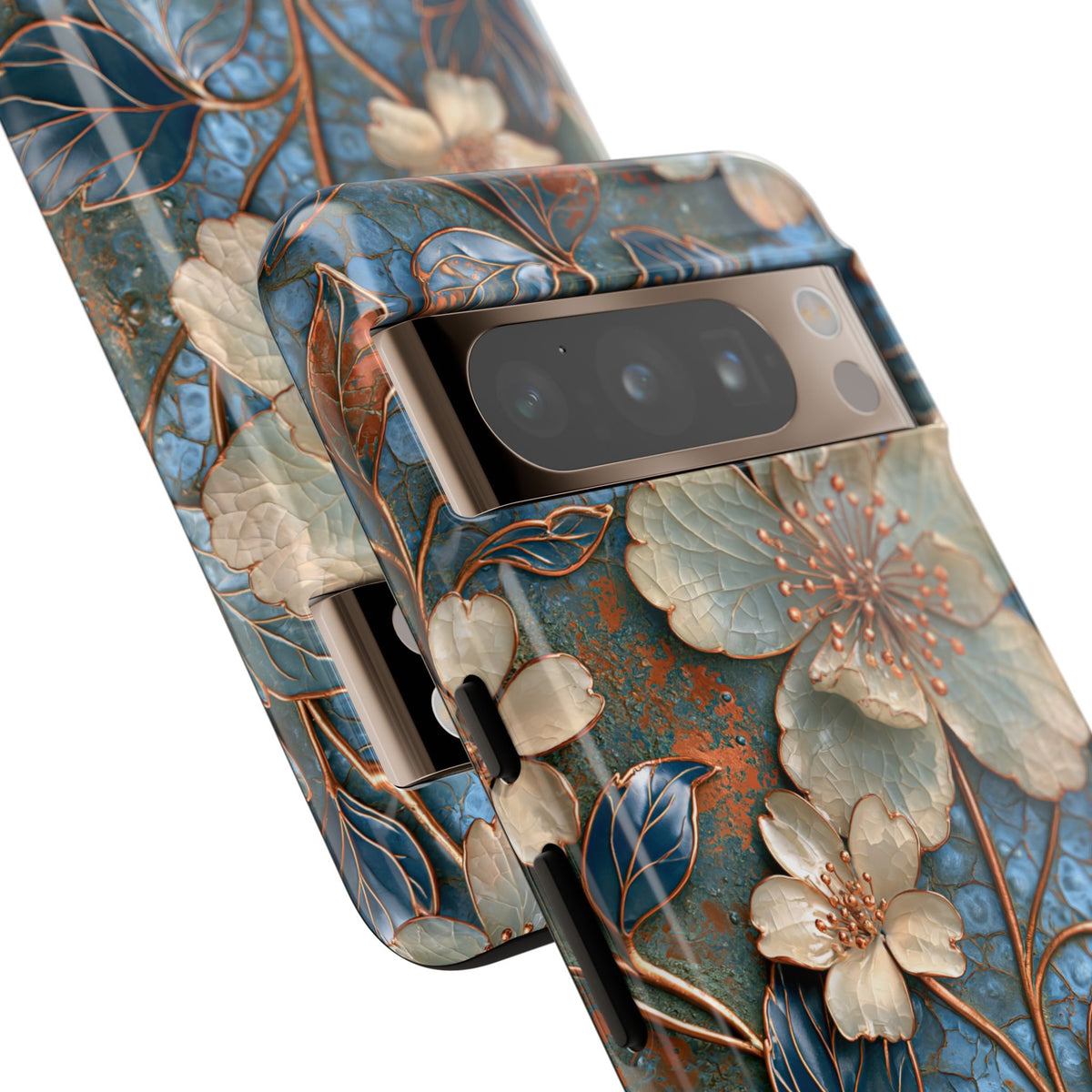 Gilded Blossom Reverie · Tough Phone Case for Pixel ·  Teal