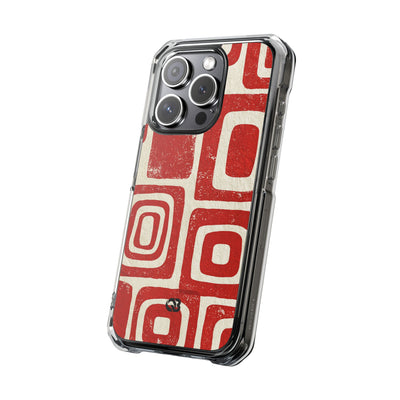 Vermilion Block Motif · Clear Impact Magnetic Phone Case for iPhone · Red