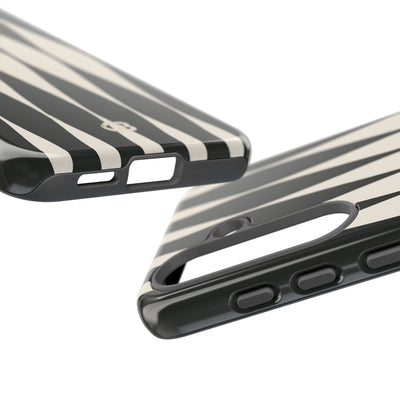 Black Tough Phone Case for Samsung - Ivory Spindle Grid