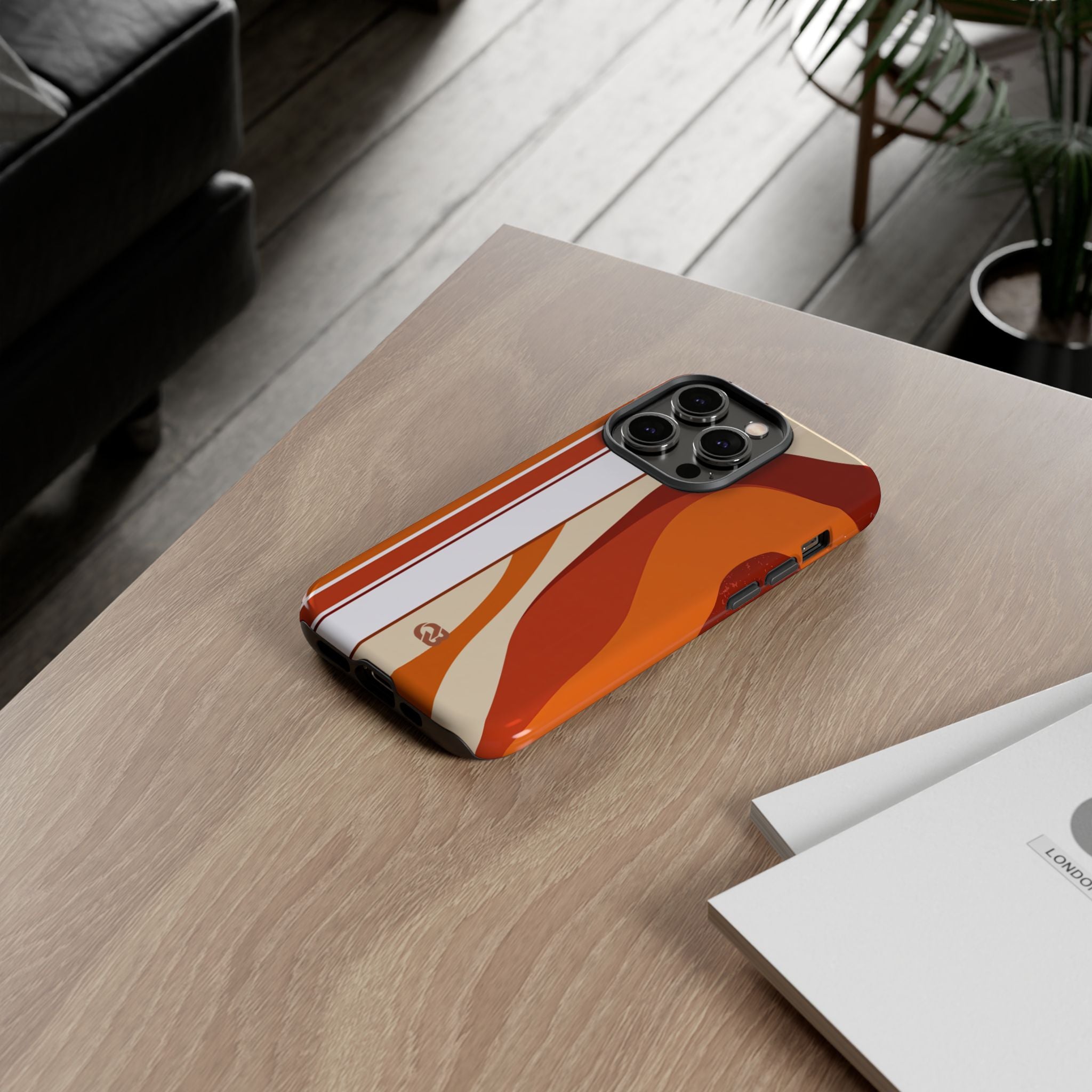 Orange Tough Phone Case for iPhone - Terracotta Metro Line