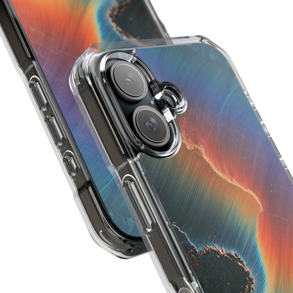 Prismatic Aura Shift · Clear Impact Magnetic Phone Case for iPhone · Blue