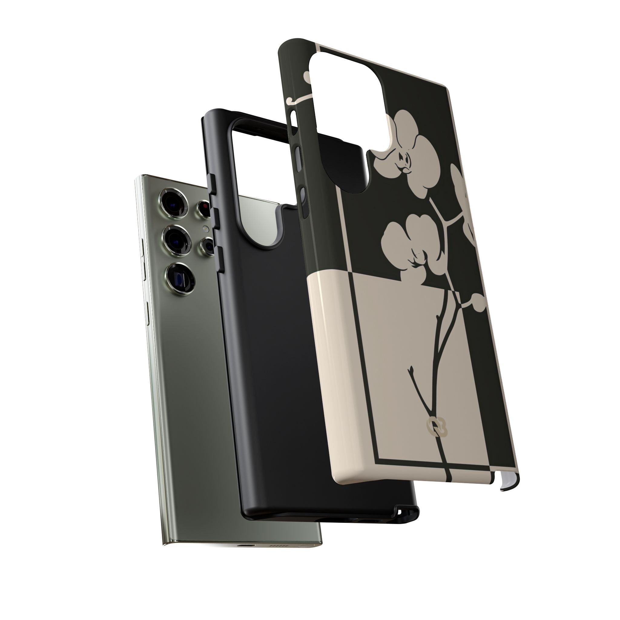 Beige Tough Phone Case for Samsung - Nocturnal Orchid Frame