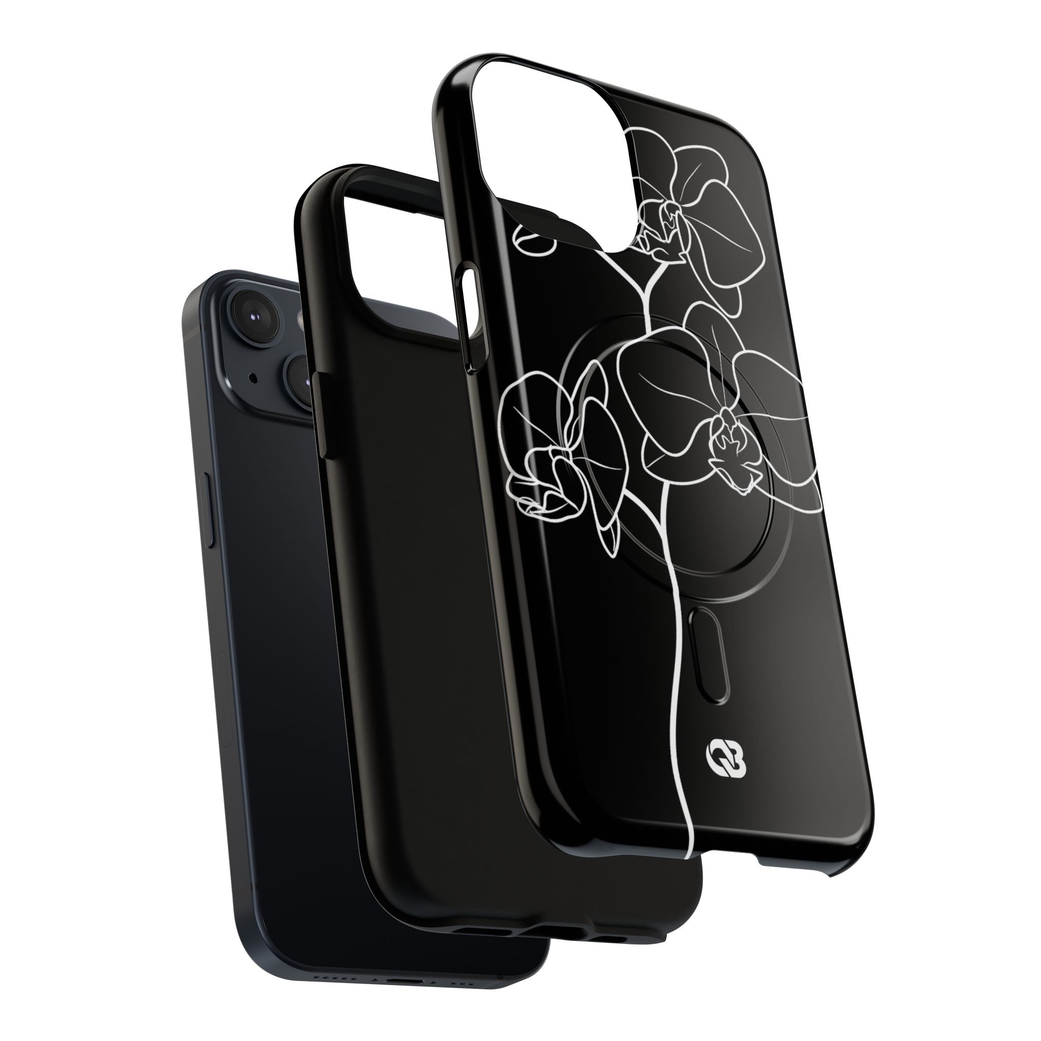 Black Tough 2.0 Magsafe Phone Case for iPhone - Noir Alabaster Orchid