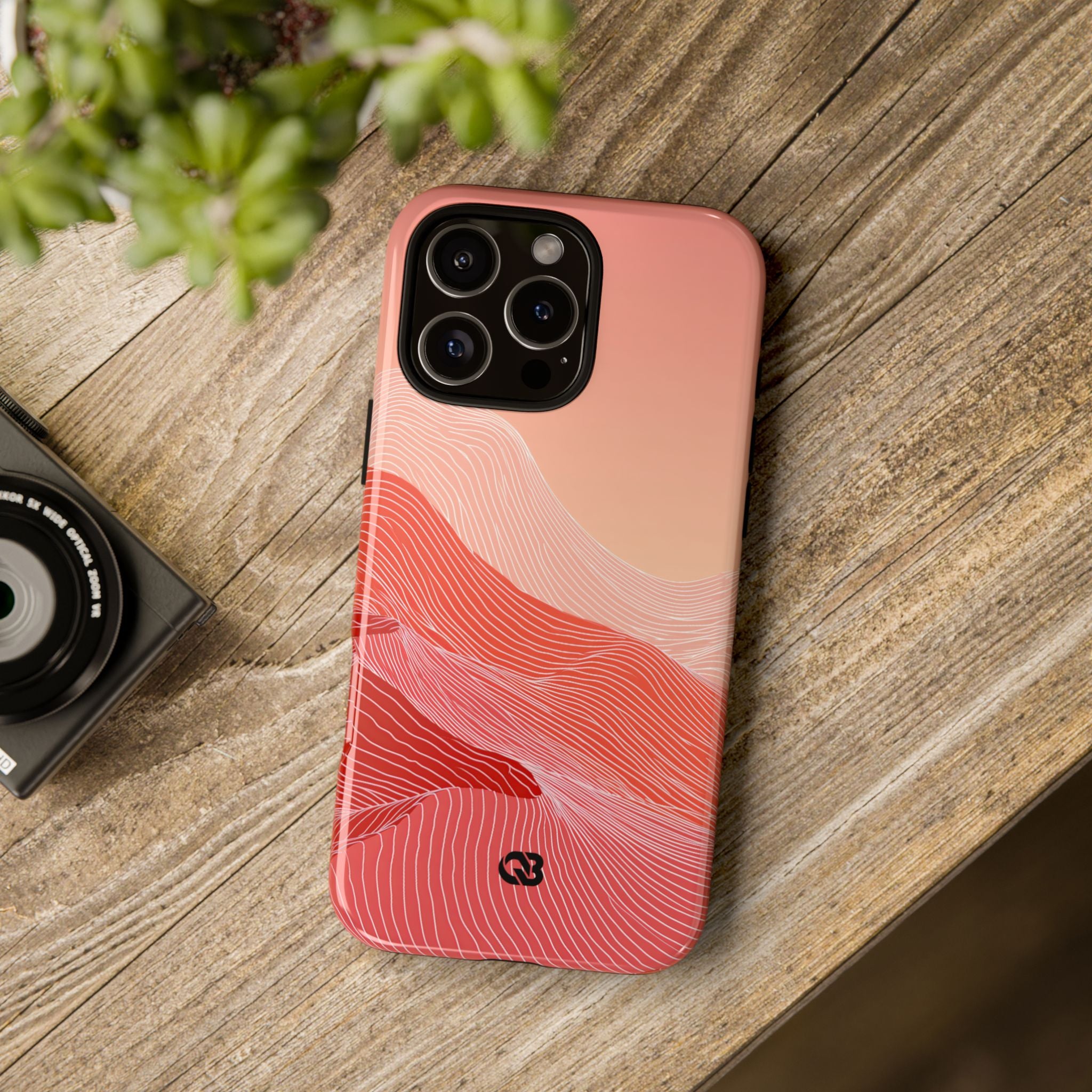 Red Tough Phone Case for iPhone - Crimson Ridge Contour