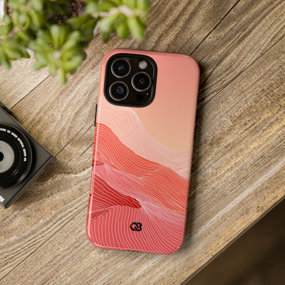 Red Tough Phone Case for iPhone - Crimson Ridge Contour