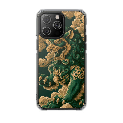 Imperial Guardian Lion · Clear Impact Magnetic Phone Case for iPhone · Green