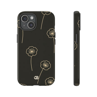 Black Tough Phone Case for iPhone - Obsidian Sand Petals