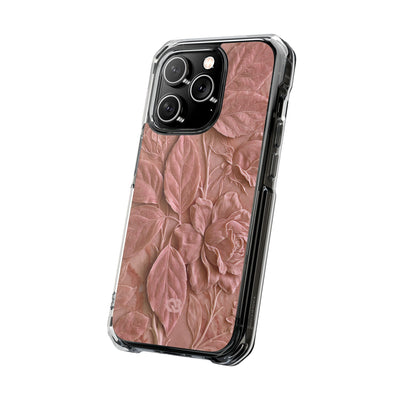 Blush Rose Relief · Clear Impact Magnetic Phone Case for iPhone · Pink