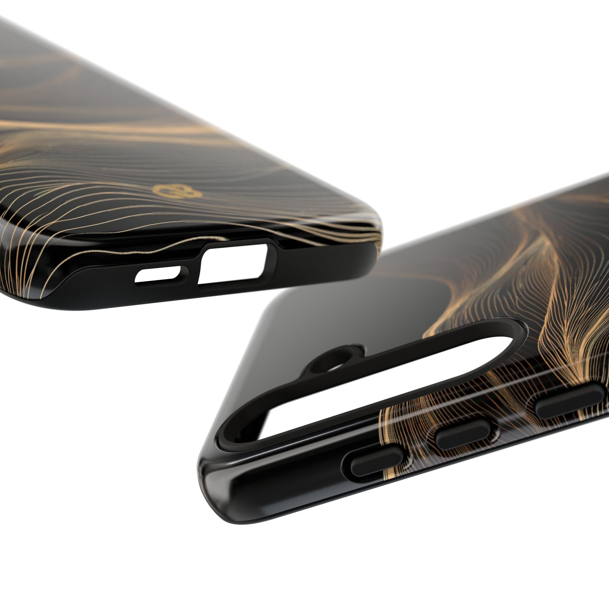 Black Tough Phone Case for Samsung - Copper Topo Ridge