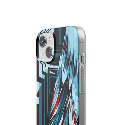 Blue Lite Phone Case for iPhone - Glitch Peak Cyan