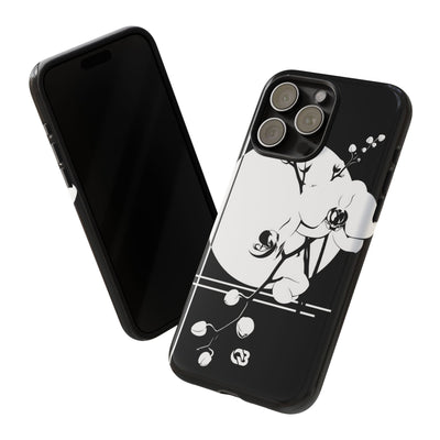 Black Tough Phone Case for iPhone - Lunar Orchid Grid