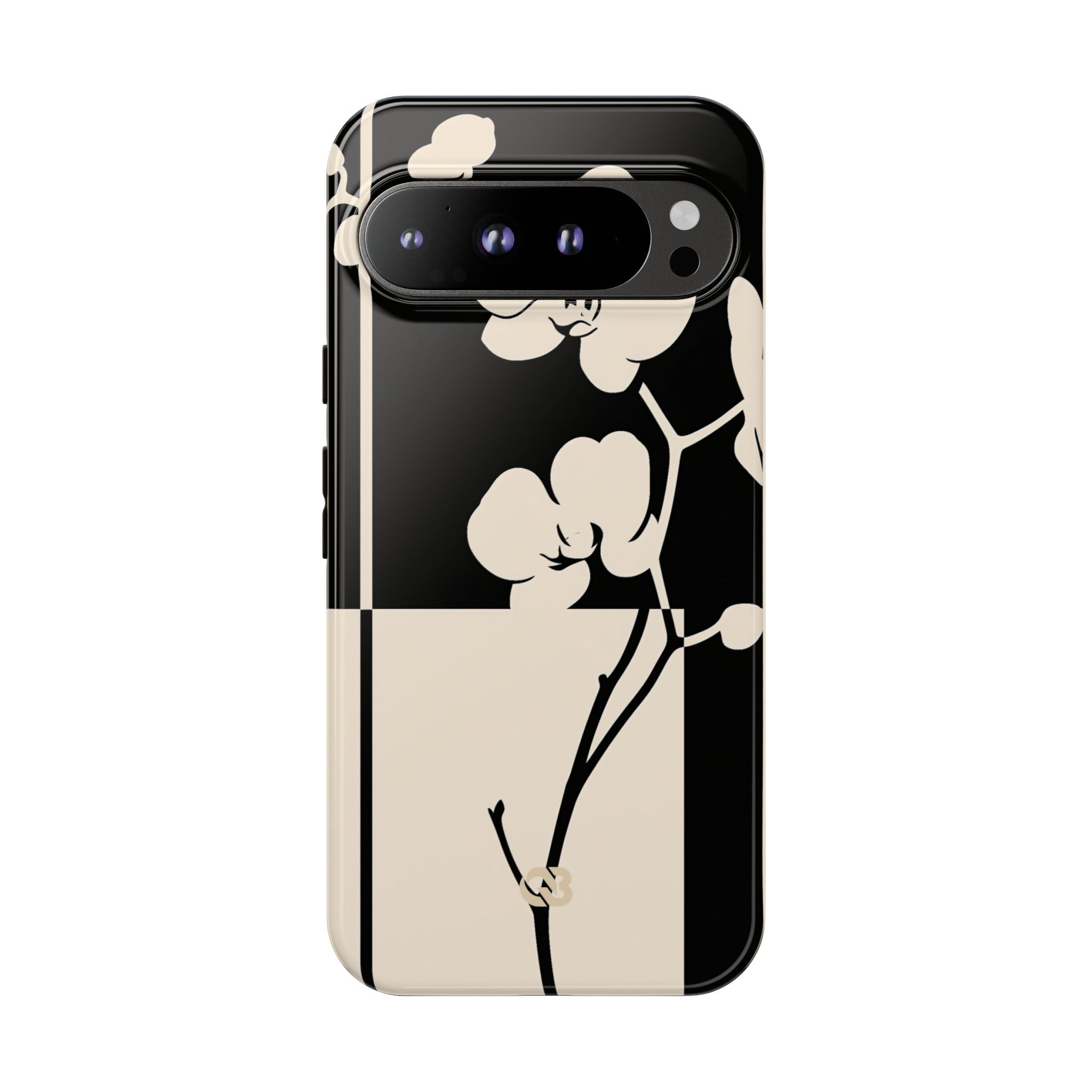 Beige Tough Phone Case for Google Pixel - Nocturnal Orchid Frame