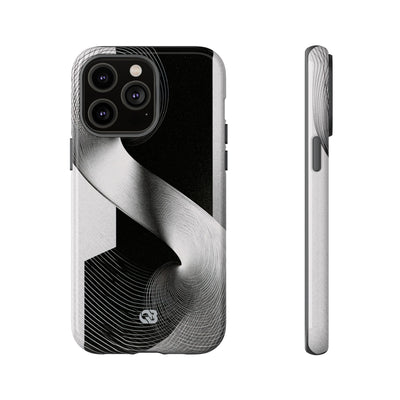 Grey Tough Phone Case for iPhone - Obsidian Moiré Wave