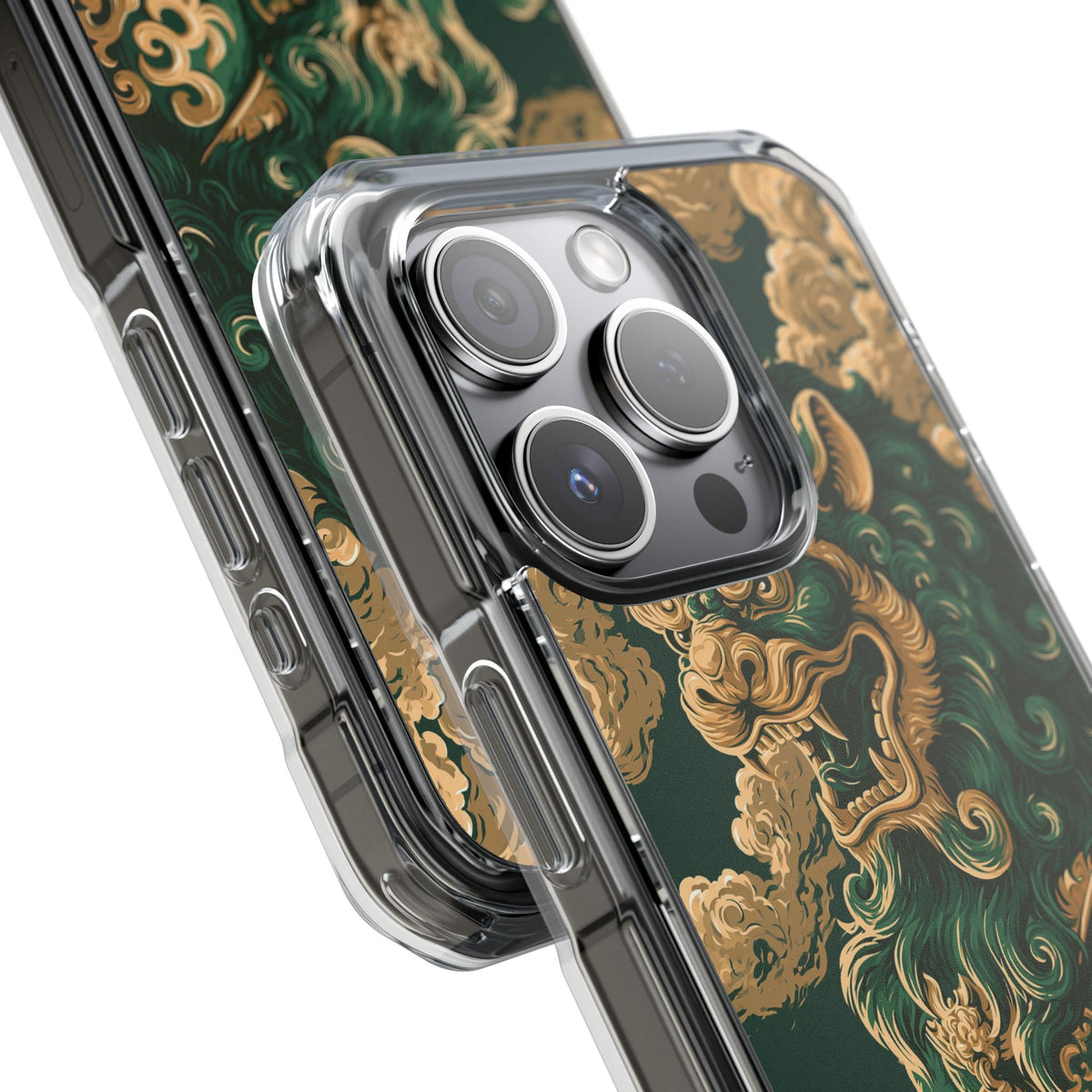 Imperial Guardian Lion · Clear Impact Magnetic Phone Case for iPhone · Green
