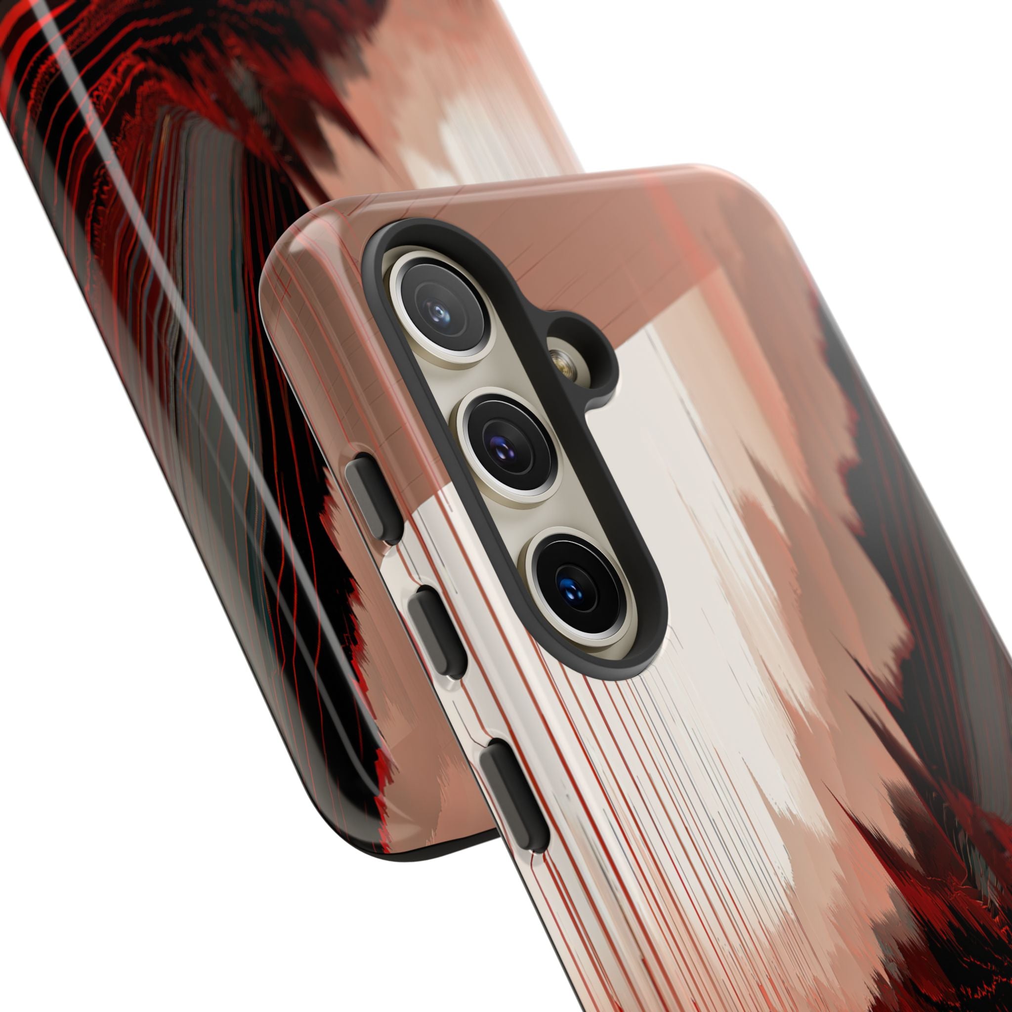 Red Tough Phone Case for Samsung - Crimson Pulse Horizon