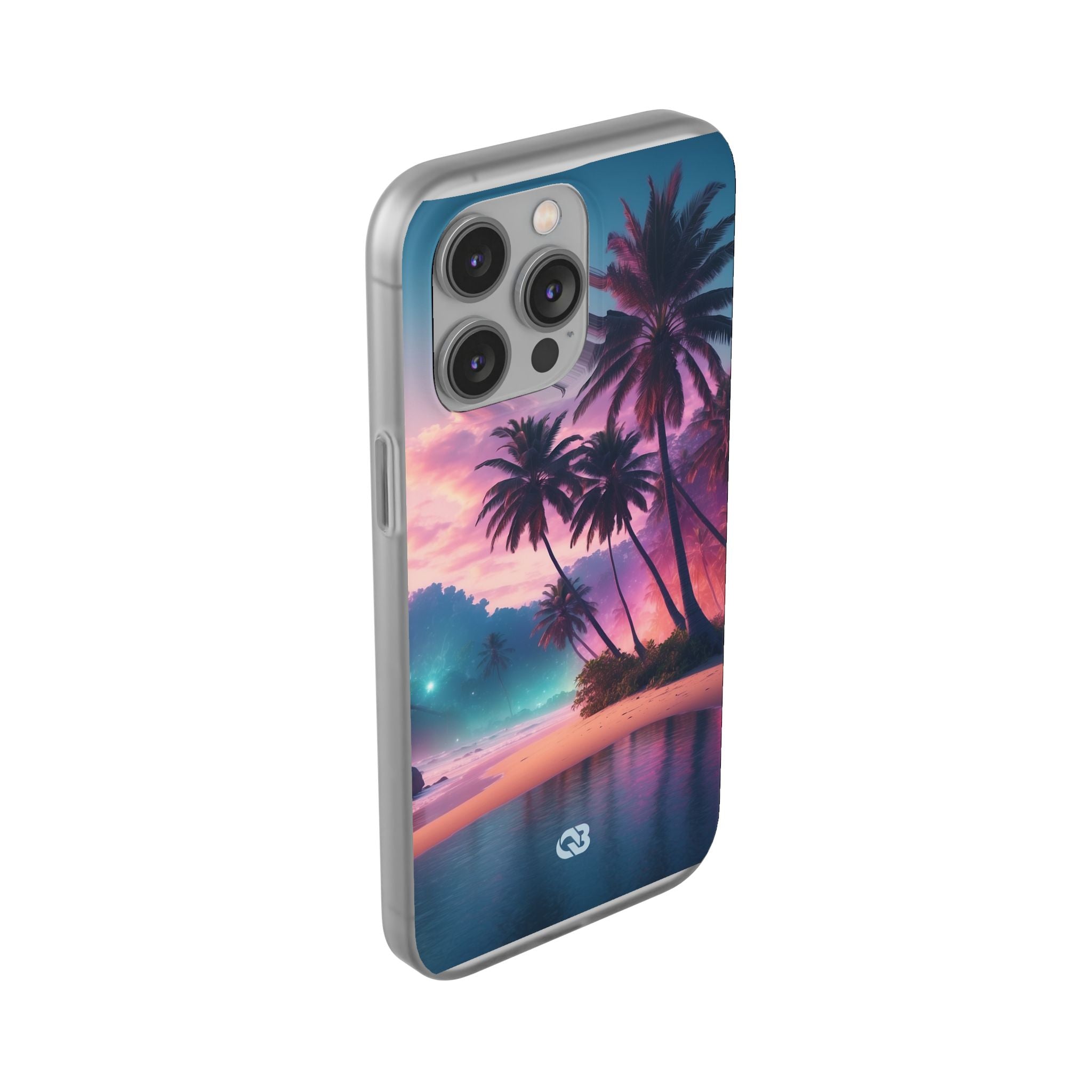 Neon Shore Palms · Soft Phone Case for iPhone