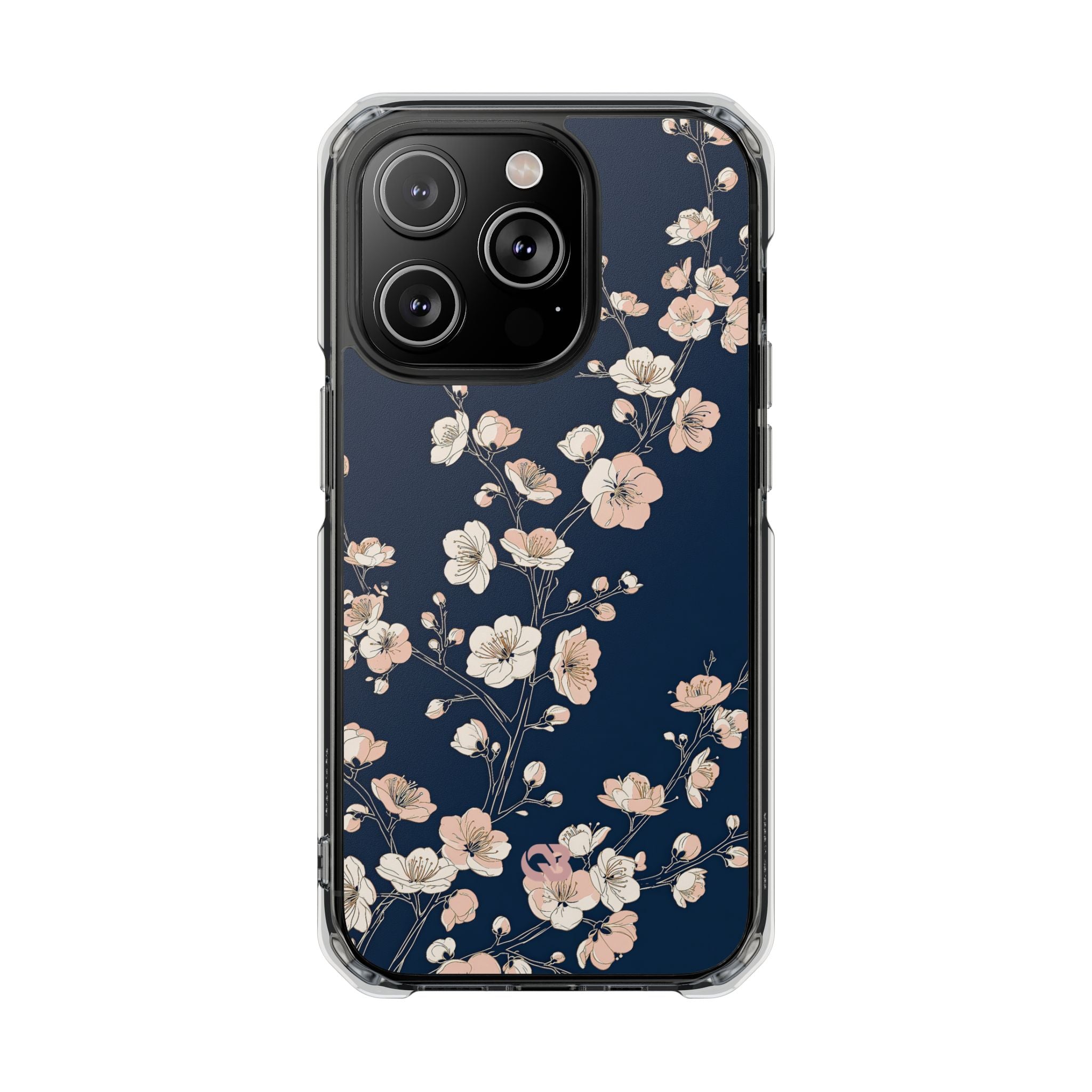 Blue Impact MagSafe Phone Case for iPhone - Midnight Peach Sakura