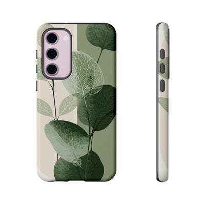 Green Tough Phone Case for Samsung - Sage Leaf Skeletals