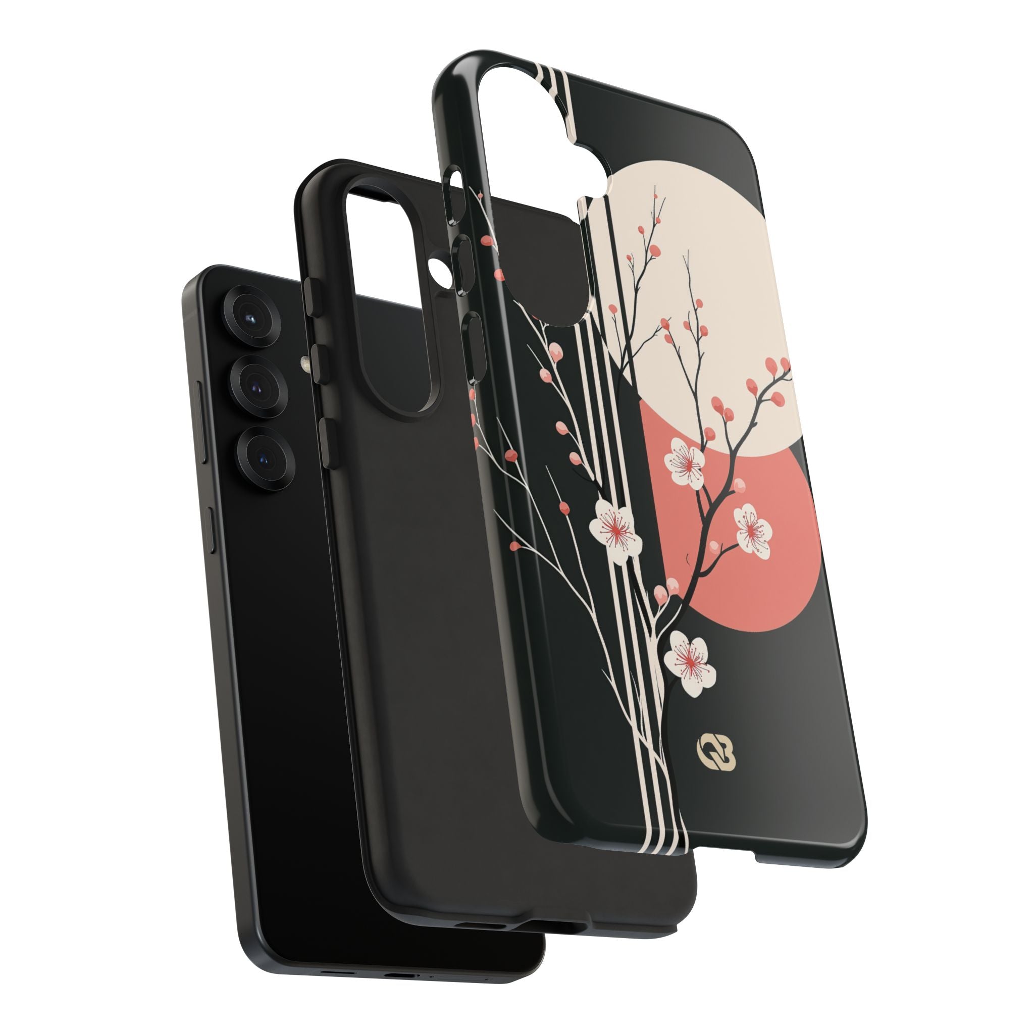 Black Tough Phone Case for Samsung - Kyoto Midnight Blossom