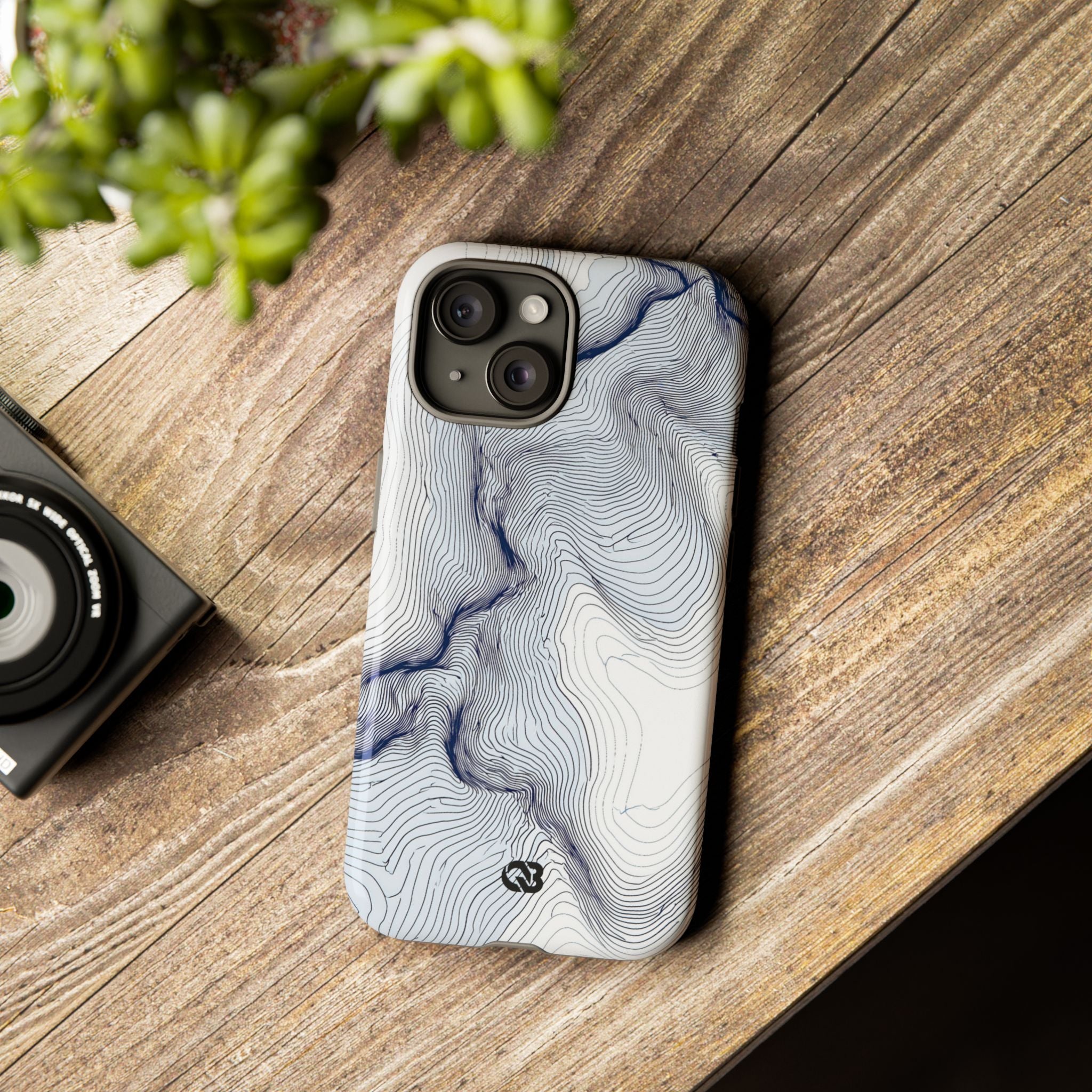White Tough Phone Case for iPhone - Nordic Ridge Topo