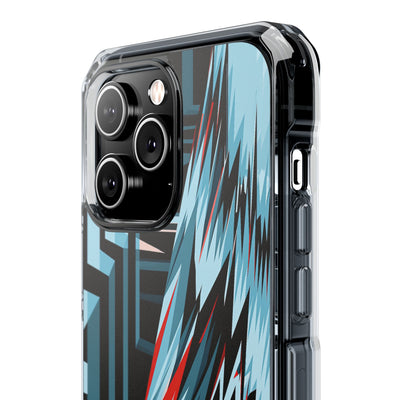 Blue Impact MagSafe Phone Case for iPhone - Glitch Peak Cyan