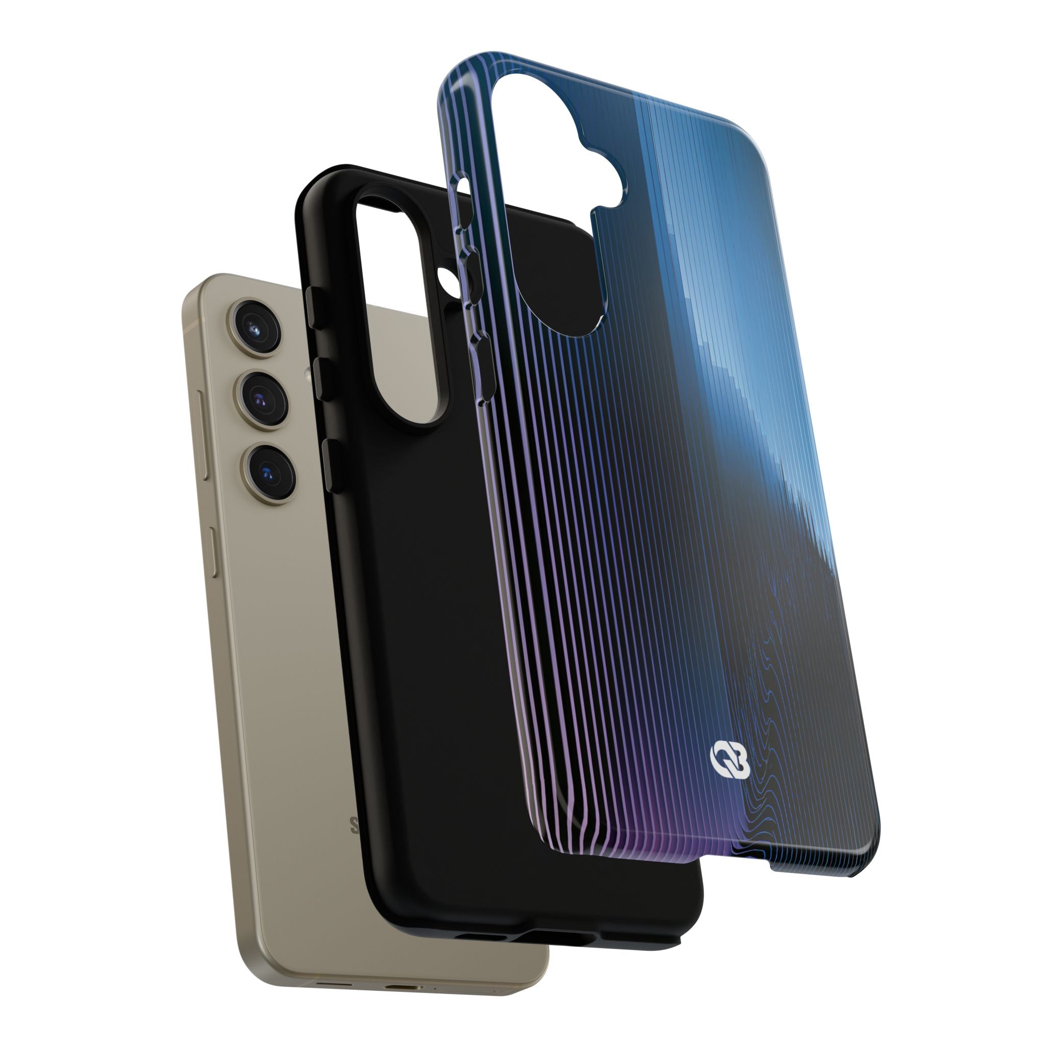 Blue Tough Phone Case for Samsung - Indigo Distortion Wave
