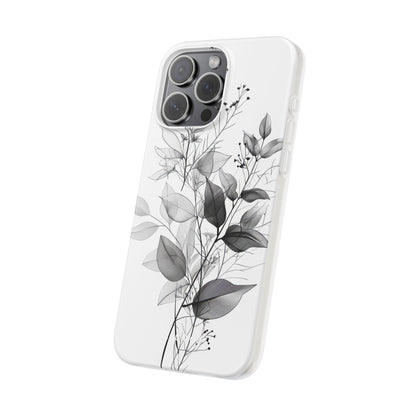 Veined Leaves Gray iPhone 15 Pro Max Case - Soft