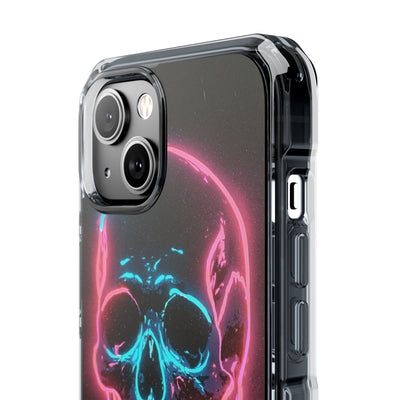 Neon Drip Skull · Clear Impact Magnetic Phone Case for iPhone · Black