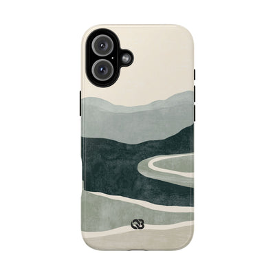 Green Tough Phone Case for iPhone - Misty Sage Valley