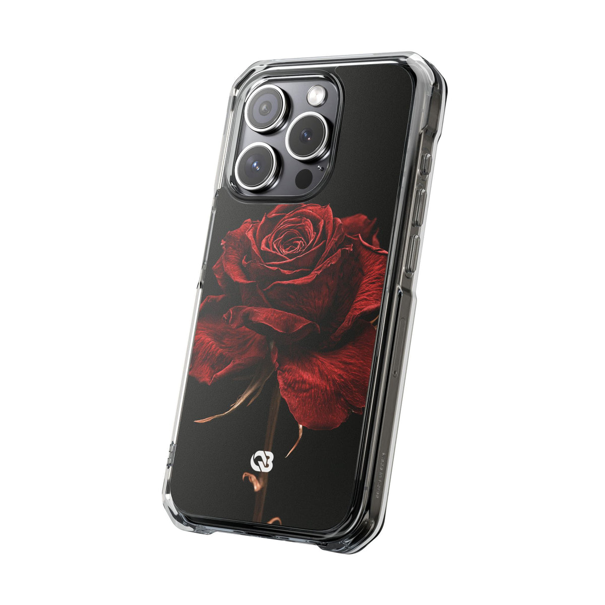 Crimson Noir Rose · Clear Impact Magnetic Phone Case for iPhone ·  Black