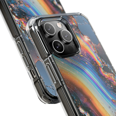 Prismatic Aura Flow · Clear Impact Magnetic Phone Case for iPhone · Blue
