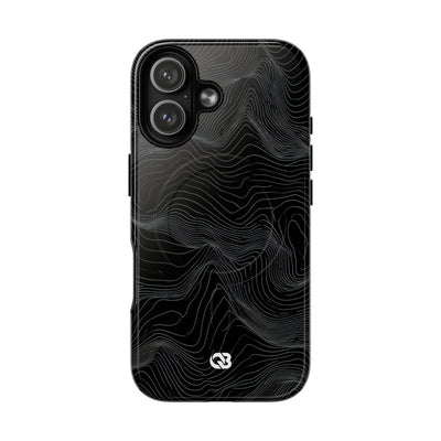 Black Tough 2.0 Magsafe Phone Case for iPhone - Obsidian Topo Wireframe