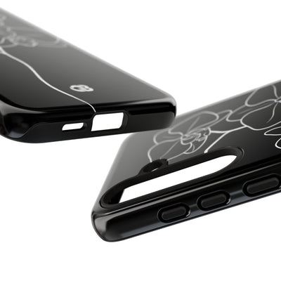 Black Tough Phone Case for Samsung - Noir Alabaster Orchid