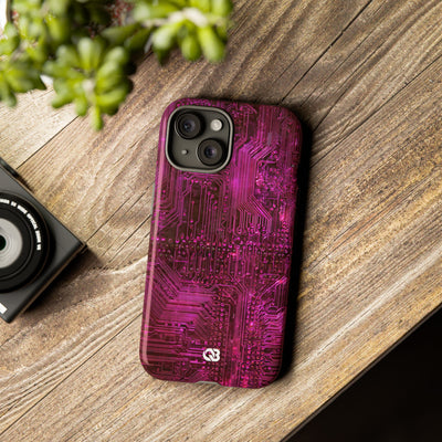 Magenta Circuit Trace · Tough Phone Case for iPhone · Pink