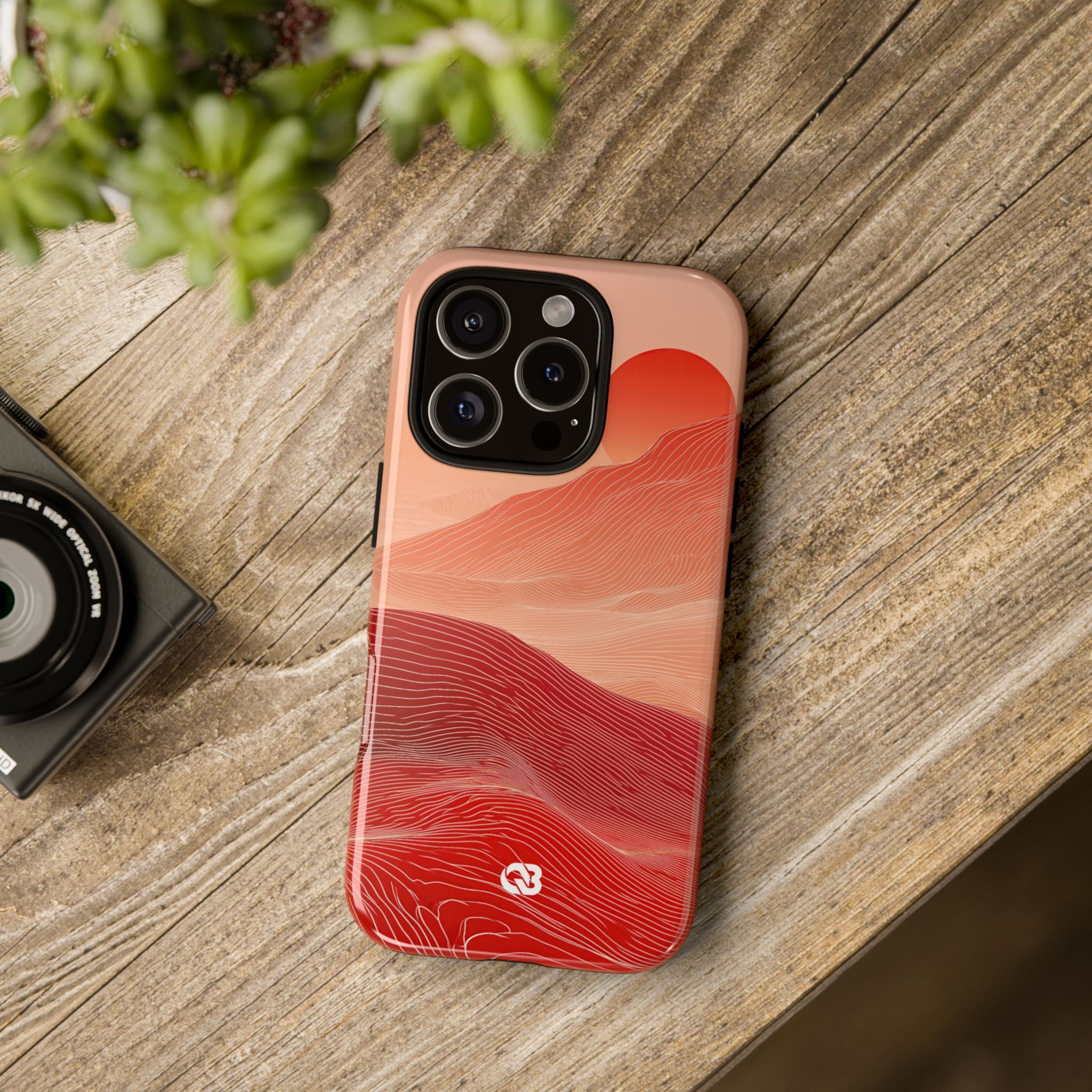 Red Tough Phone Case for iPhone - Crimson Ridge Lines