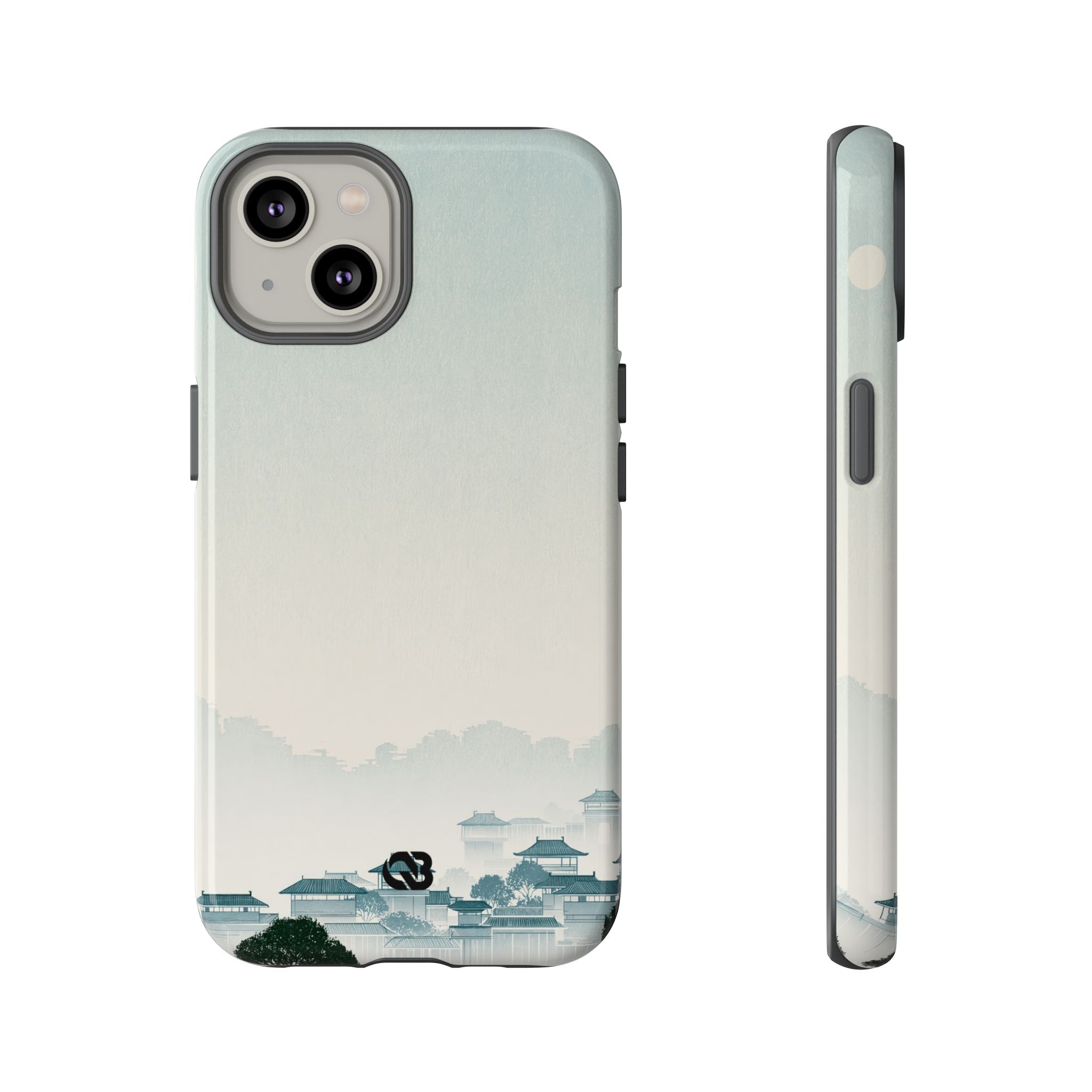 Blue Tough Phone Case for iPhone - Mist Valley Pagoda