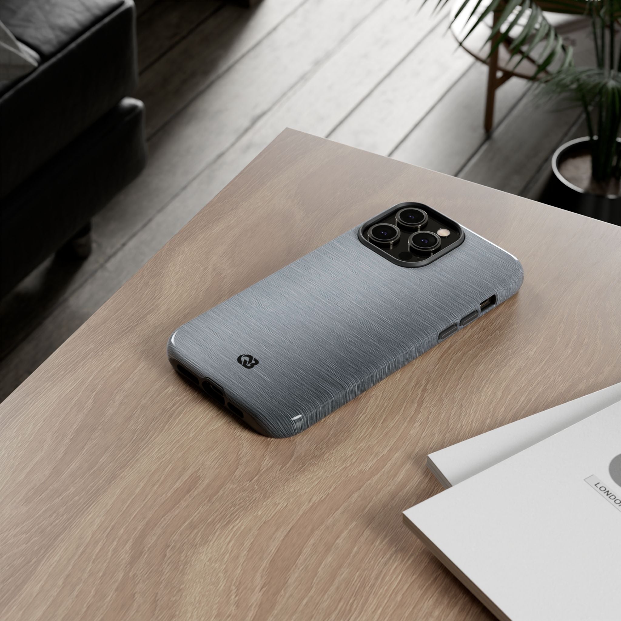 Silver Tough Phone Case for iPhone - Satin Chrome Grain