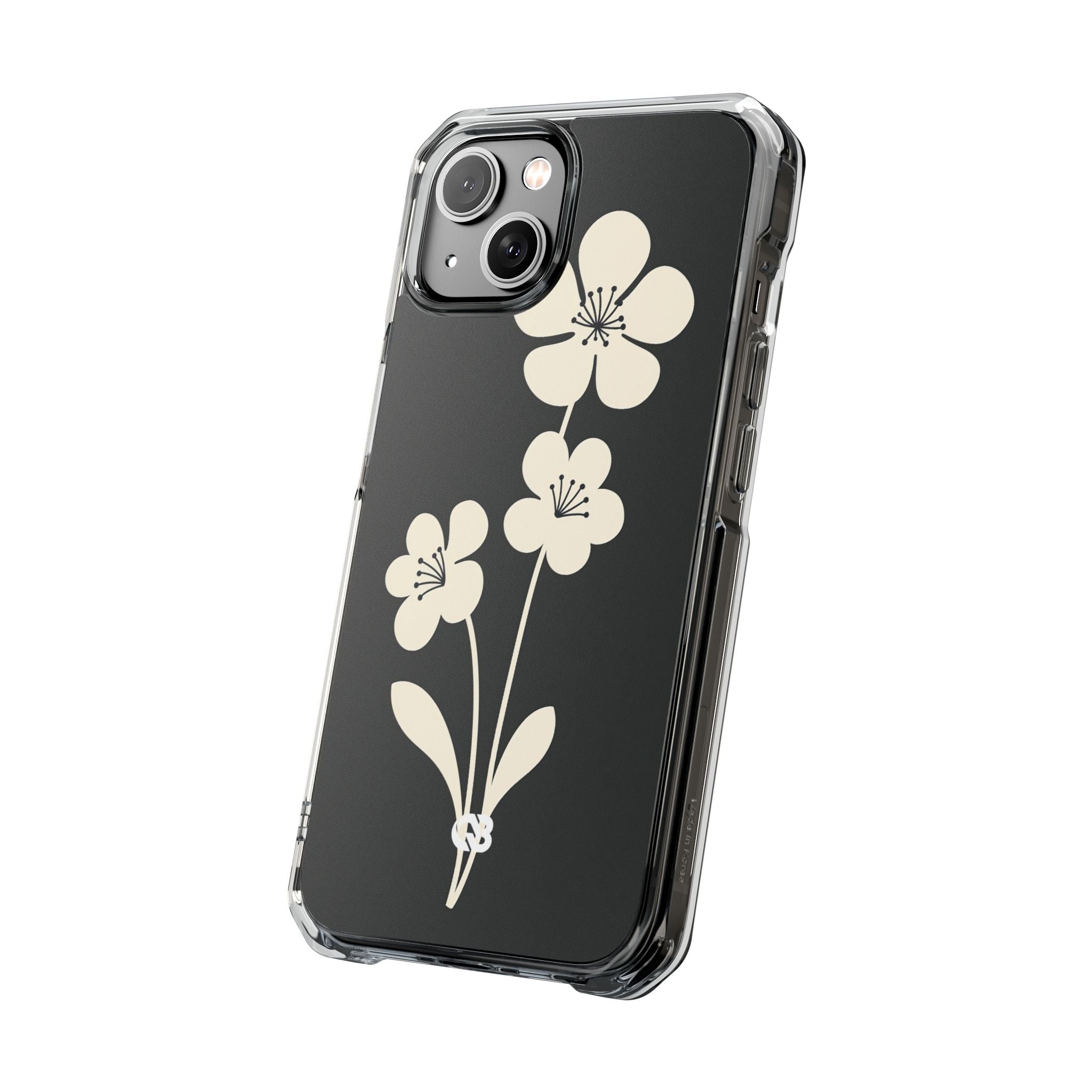 Black Impact MagSafe Phone Case for iPhone - Obsidian Cream Bloom