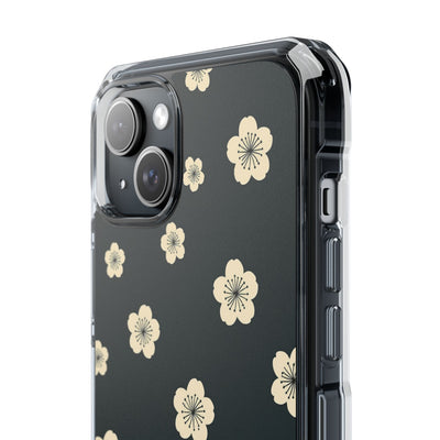 Teal Impact MagSafe Phone Case for iPhone - Obsidian Cream Petals