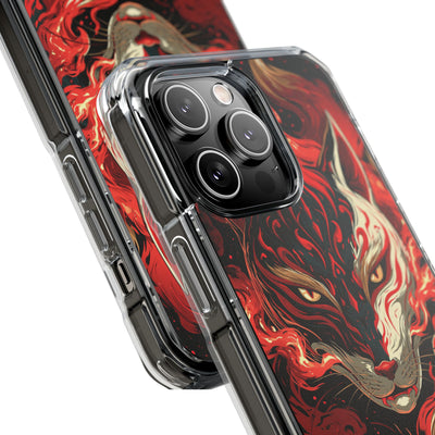 Crimson Kitsune Spirit · Clear Impact Magnetic Phone Case for iPhone · Red
