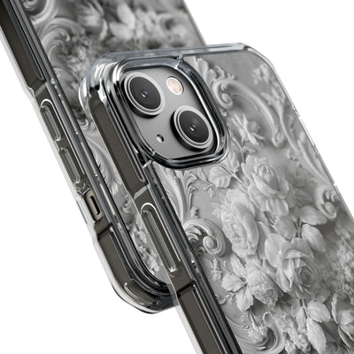 Rococo Marble Rose · Clear Impact Magnetic Phone Case for iPhone · White