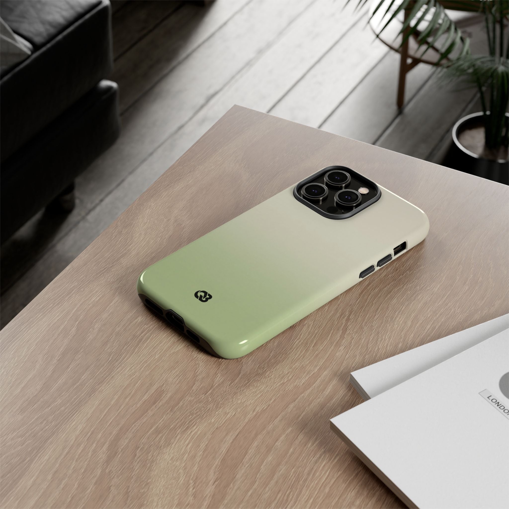 Green Tough Phone Case for iPhone - Bone Sage Fade