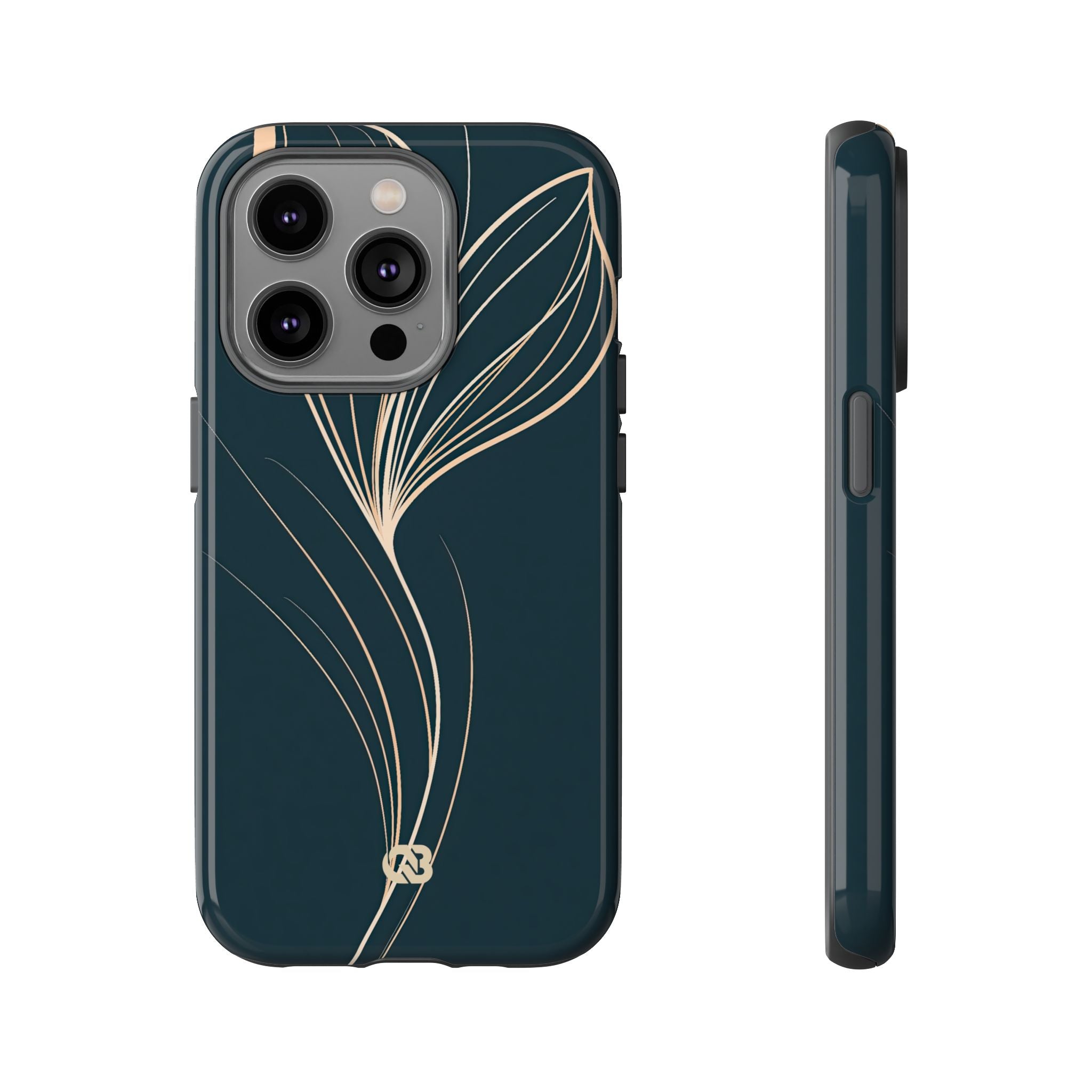 Teal Tough Phone Case for iPhone - Sandstone Silk Flora