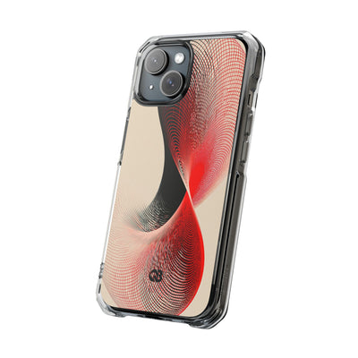 Red Impact MagSafe Phone Case for iPhone - Crimson Grid Vortex