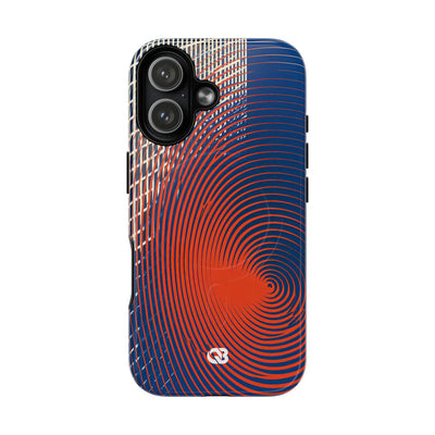 Blue Tough 2.0 Magsafe Phone Case for iPhone - Orange Orbit Grid