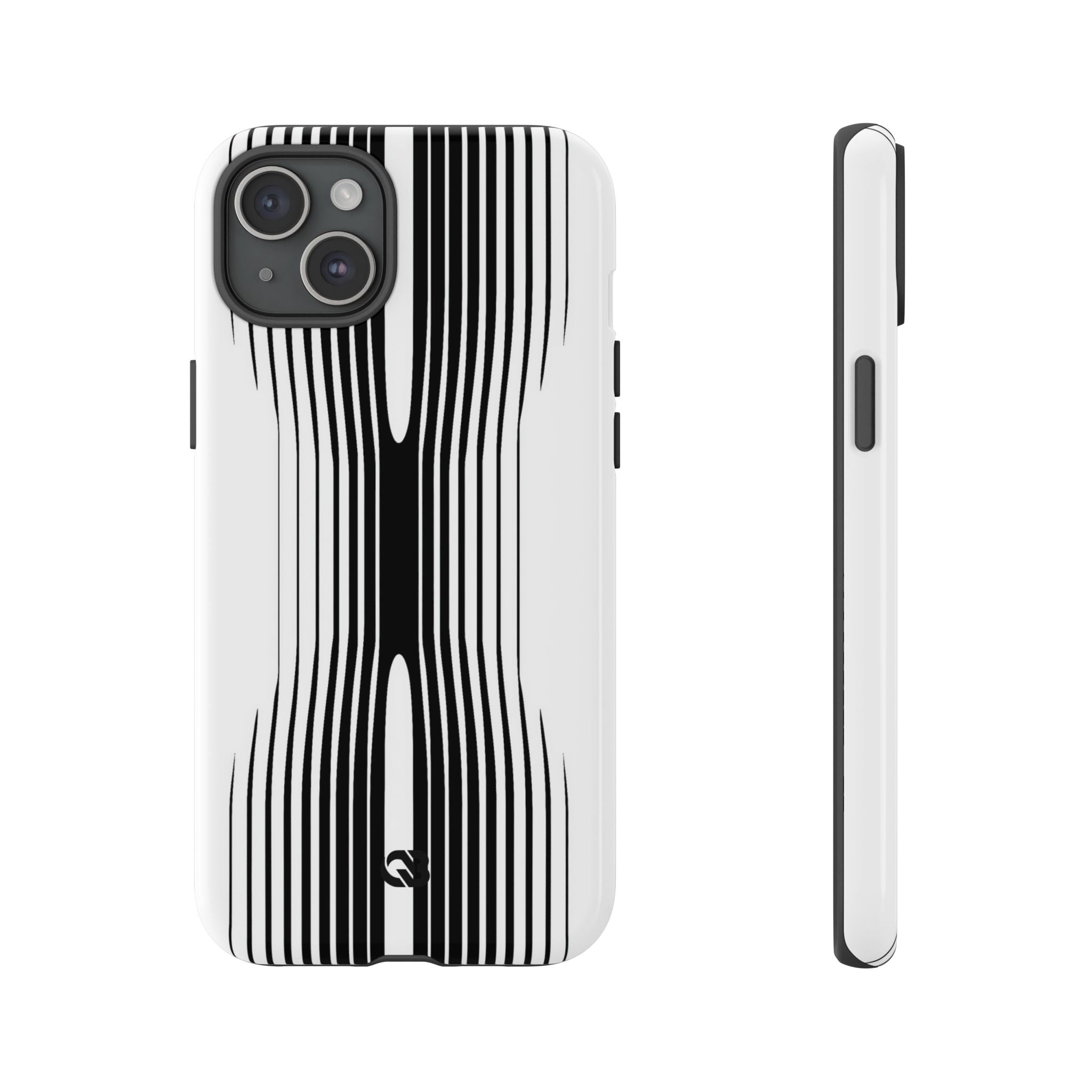 White Tough Phone Case for iPhone - Kinetic Mono Distortion