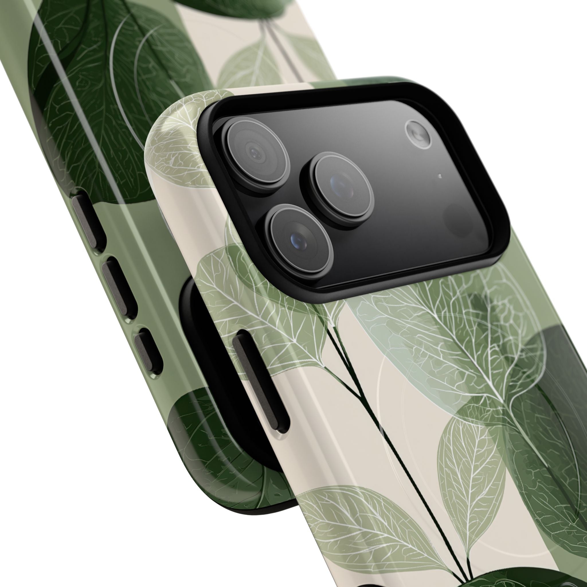 Green Tough 2.0 Magsafe Phone Case for iPhone - Sage Leaf Skeletals