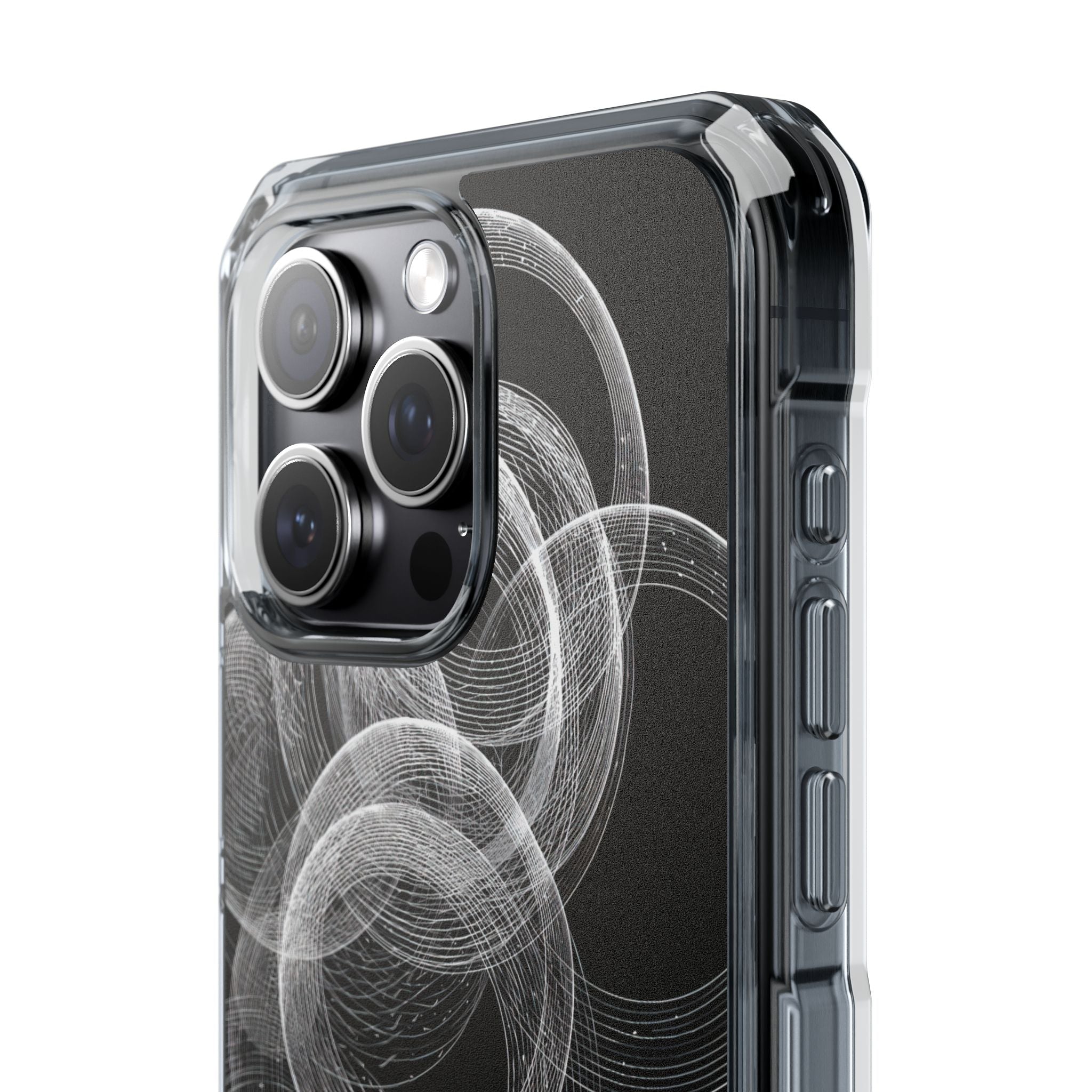Black Impact MagSafe Phone Case for iPhone - Kinetic Wireframe Orbit