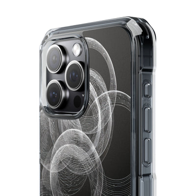 Black Impact MagSafe Phone Case for iPhone - Kinetic Wireframe Orbit