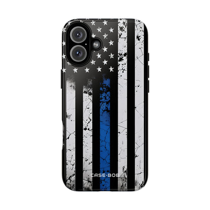Blue Line Flag iPhone 16 Plus Case - Tough